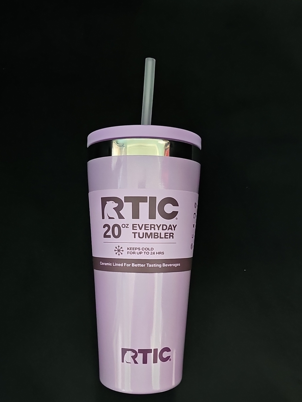 RTIC Everyday 20 oz Tumbler w/Straw ~ Lavender Glitter ~ Keeps Cold For 24 Hrs